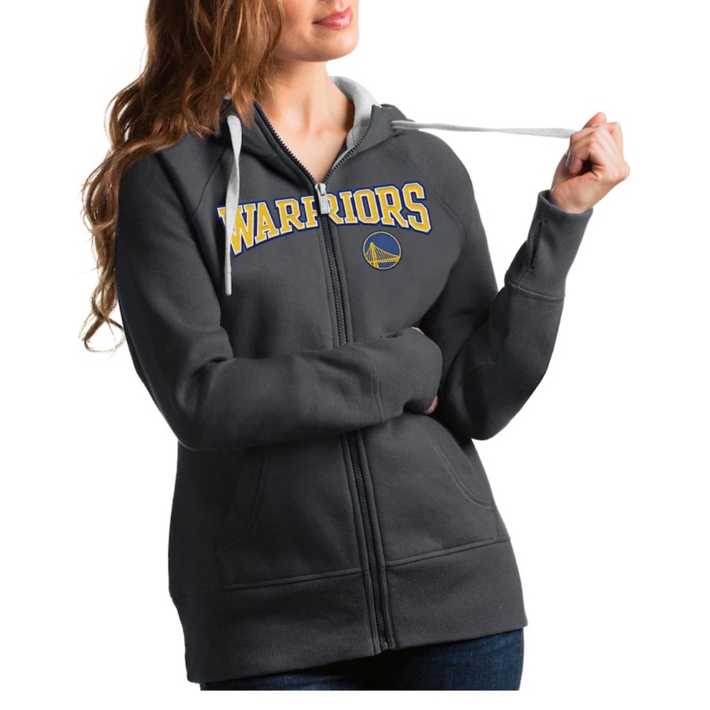 Women’s golden state warriors Antigua charcoal team victory full zip up hoodie!